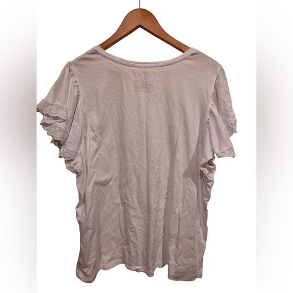Time and Tru White Ruffle Sleeve Top | Women’s XXXL (3X) - Picture 3 of 3